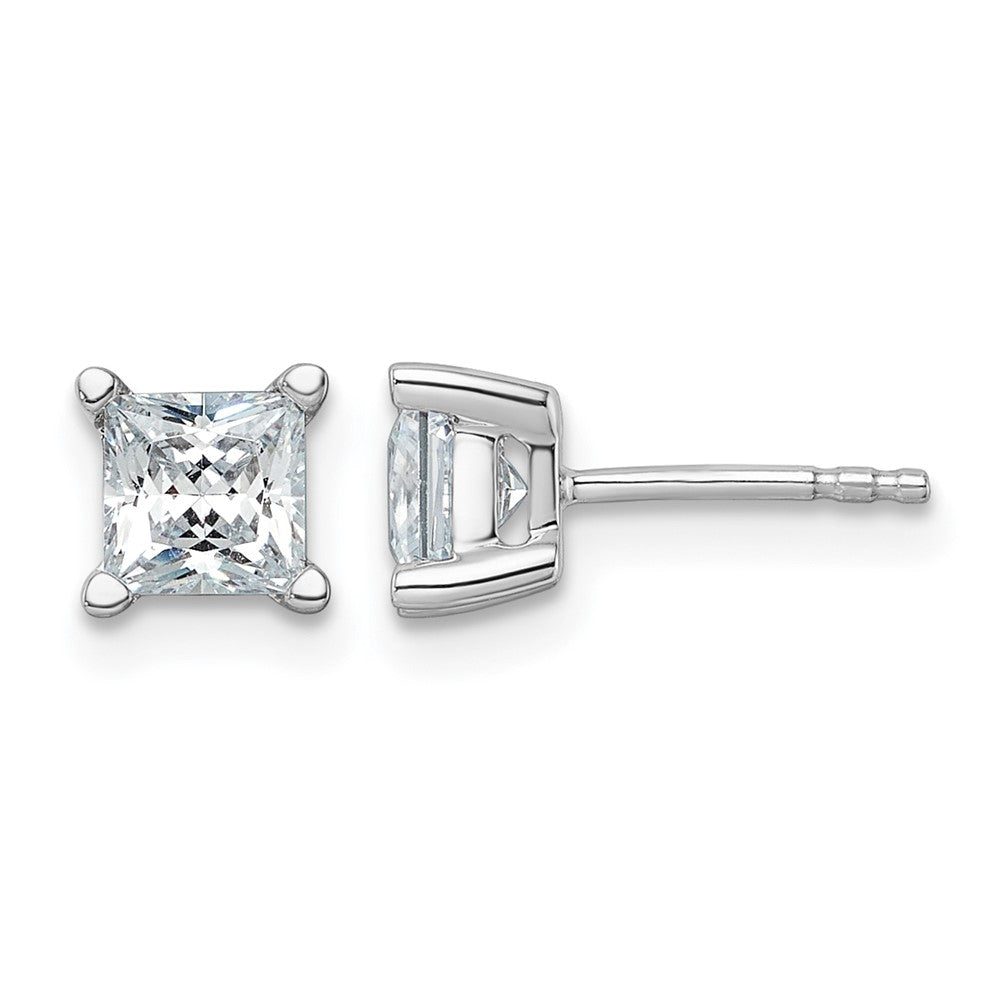 14kw 1 1/2ct Lab Grown Dia VS+ F+ Princess Comp 4 Prong Stud Earrings