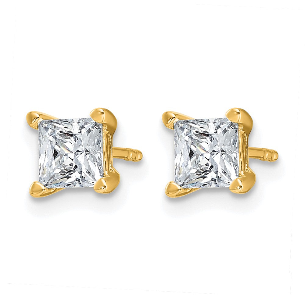 14ky 1 1/2ct Lab Grown Dia VS/SI+ G+ Princess Comp 4 Prong Stud Earrings