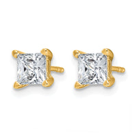 14ky 1 1/2ct Cert Lab Grown Dia VS/SI+ G+ Princess Comp Stud Earrings