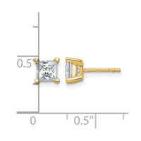 14ky 1 1/2ct Lab Grown Dia VS+ F+ Princess Comp 4 Prong Stud Earrings