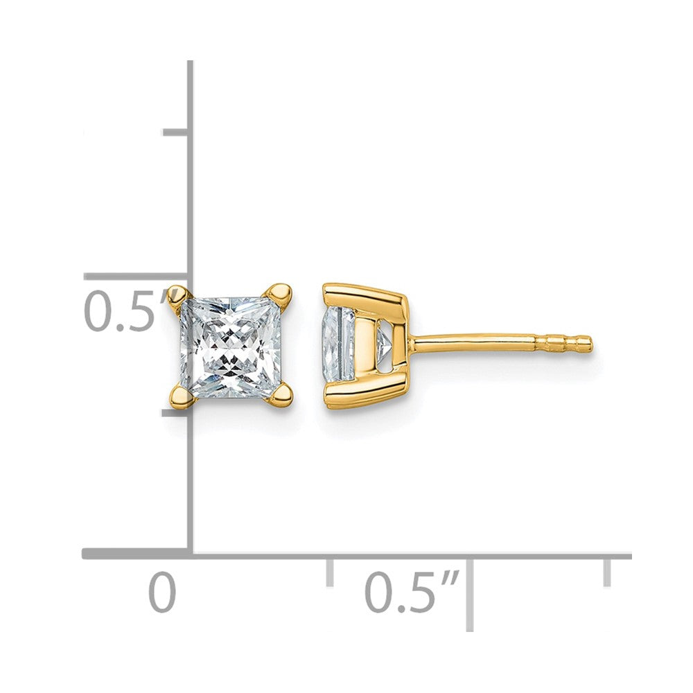 14ky 1 1/2ct Cert Lab Grown Dia VS/SI+ G+ Princess Comp Stud Earrings