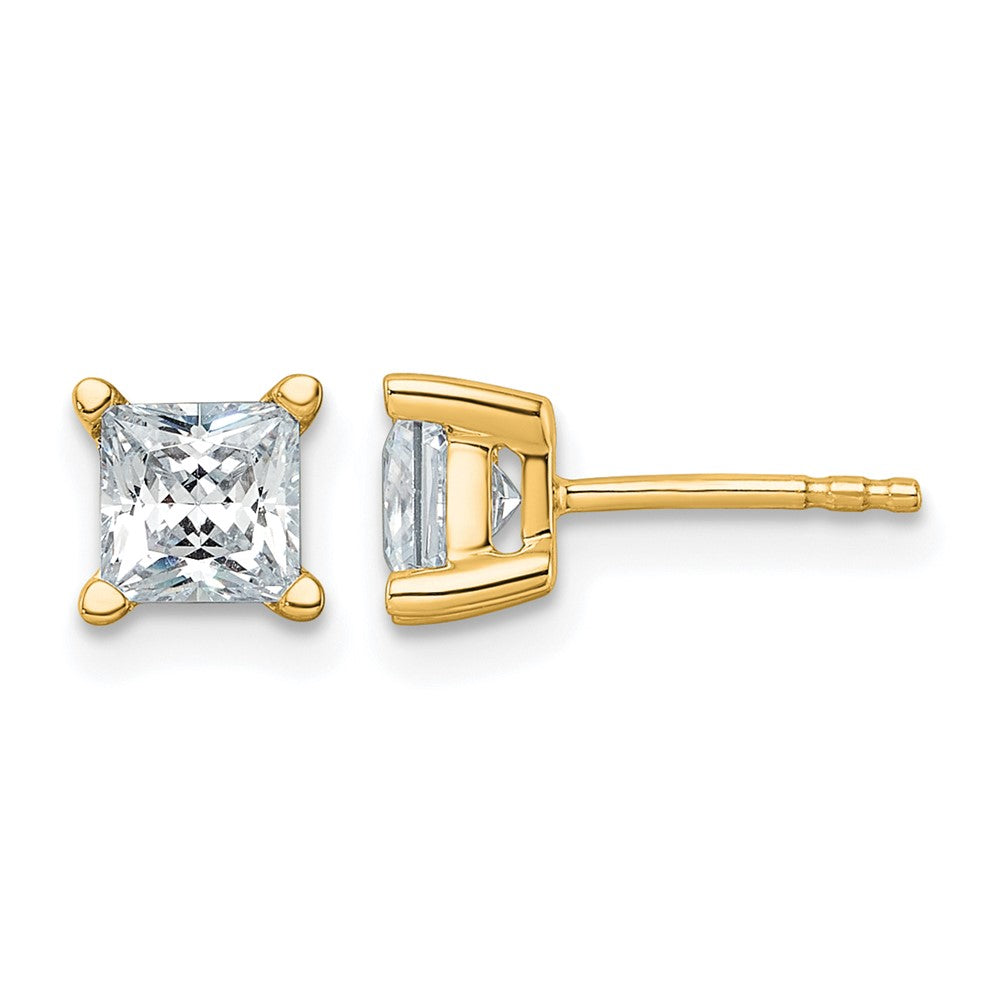14ky 1 1/2ct Lab Grown Dia VS+ F+ Princess Comp 4 Prong Stud Earrings