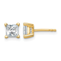 14ky 1 1/2ct Lab Grown Dia VS+ F+ Princess Comp 4 Prong Stud Earrings