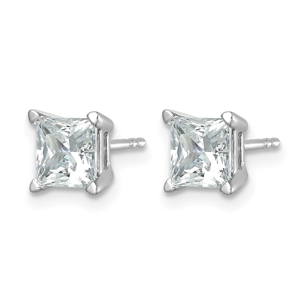14kw 2ct Cert Lab Grown Dia VS+ F+ Princess Comp 4 Prong Stud Earrings
