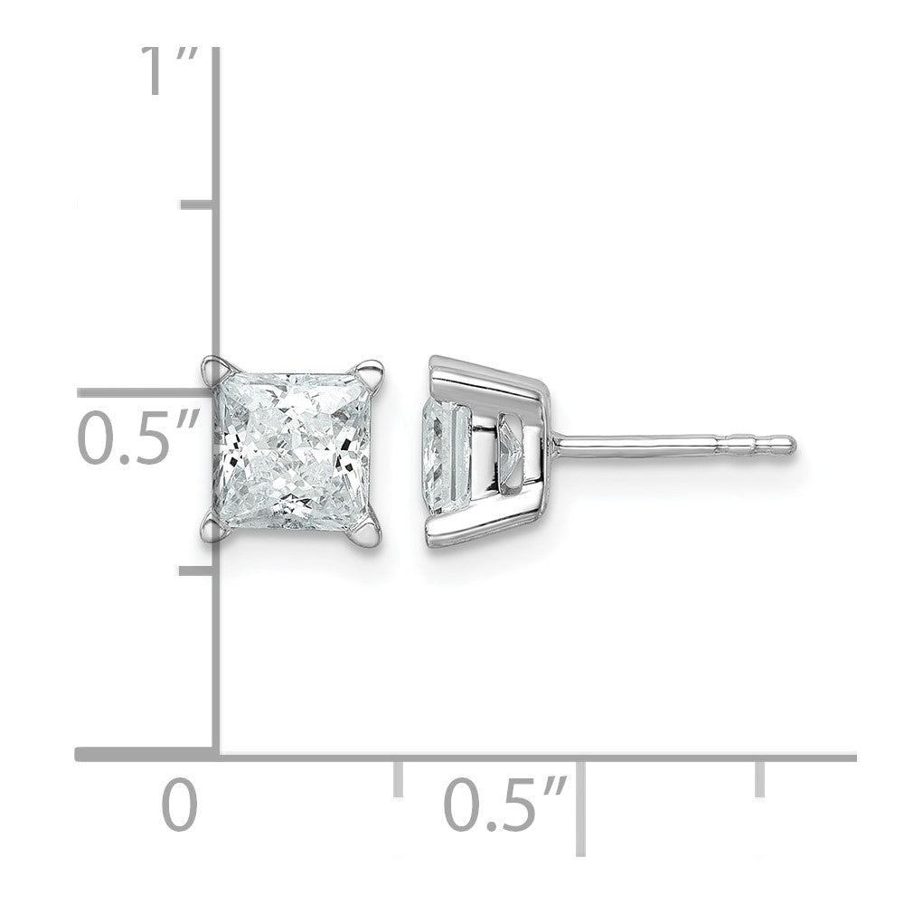 14kw 3ct Lab Grown Dia VS+ F+ Princess Comp 4 Prong Stud Earrings