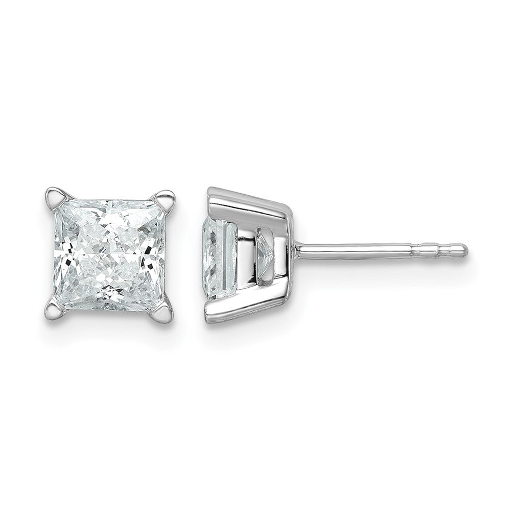 14kw 2ct Lab Grown Dia VS/SI+ G+ Princess Comp 4 Prong Stud Earrings