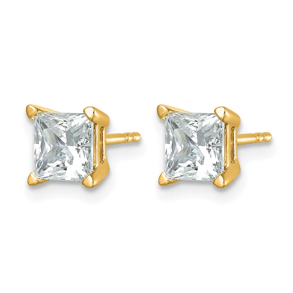 14ky 2ct Lab Grown Dia VS/SI+ G+ Princess Comp 4 Prong Stud Earrings