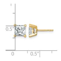 14ky 2ct Lab Grown Dia VS/SI+ G+ Princess Comp 4 Prong Stud Earrings
