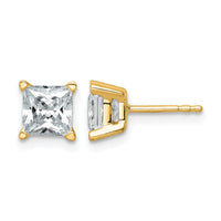 14ky 2ct Lab Grown Dia VS/SI+ G+ Princess Comp 4 Prong Stud Earrings