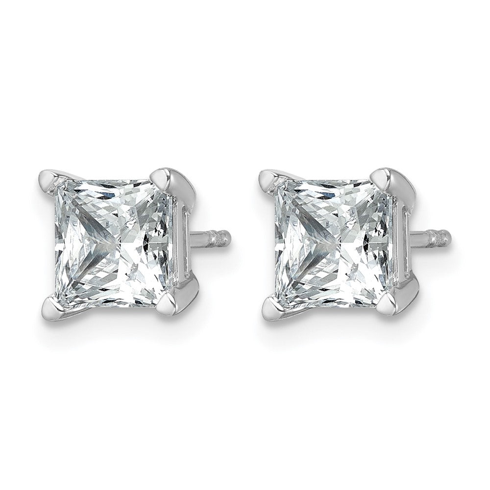 14kw 3ct Cert Lab Grown Dia VS/SI+ G+ Princess Comp 4 Prong Stud Earrings