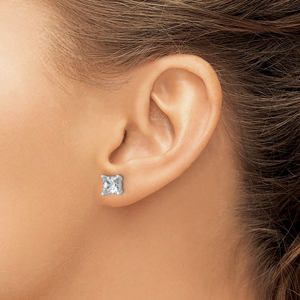 14kw 3ct Lab Grown Dia VS+ F+ Princess Comp 4 Prong Stud Earrings