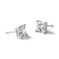 14kw 3ct Cert Lab Grown Dia VS/SI+ G+ Princess Comp 4 Prong Stud Earrings