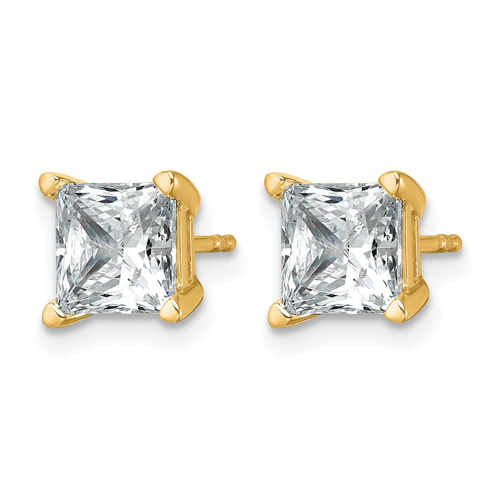 14ky 3ct Lab Grown Dia VS/SI+ G+ Princess Comp 4 Prong Stud Earrings