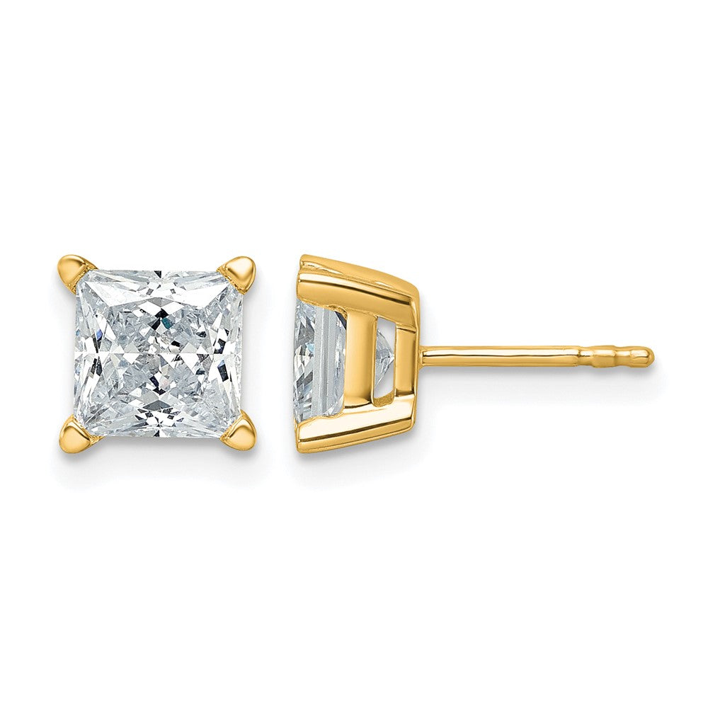 14ky 3ct Lab Grown Dia VS/SI+ G+ Princess Comp 4 Prong Stud Earrings