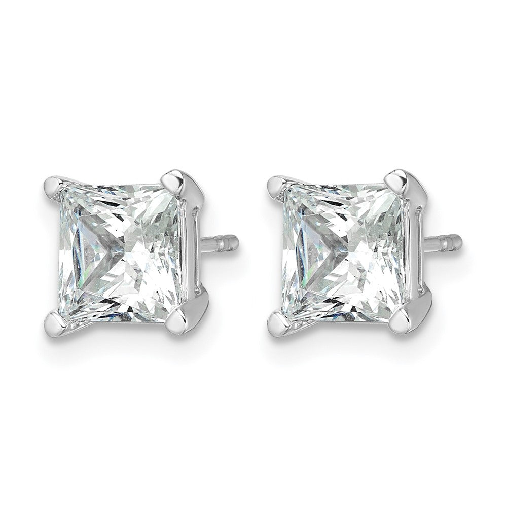 14kw 4ct Cert Lab Grown Dia VS/SI+ G+ Princess Comp 4 Prong Stud Earrings