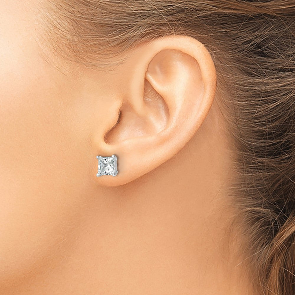 14kw 4ct Lab Grown Dia VS/SI+ G+ Princess Comp 4 Prong Stud Earrings
