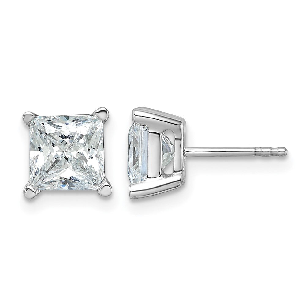 14kw 4ct Lab Grown Dia VS/SI+ G+ Princess Comp 4 Prong Stud Earrings