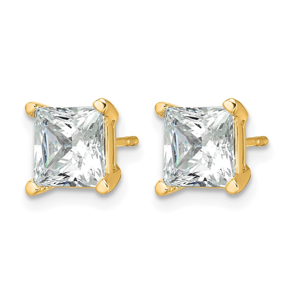 14ky 4ct Lab Grown Dia VS/SI+ G+ Princess Comp 4 Prong Stud Earrings