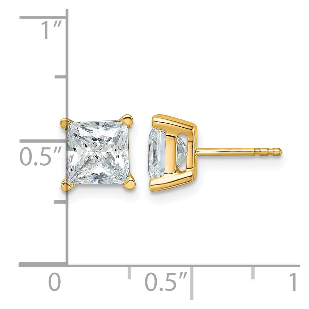 14ky 4ct Cert Lab Grown Dia VS/SI+ G+ Princess Comp 4 Prong Stud Earrings