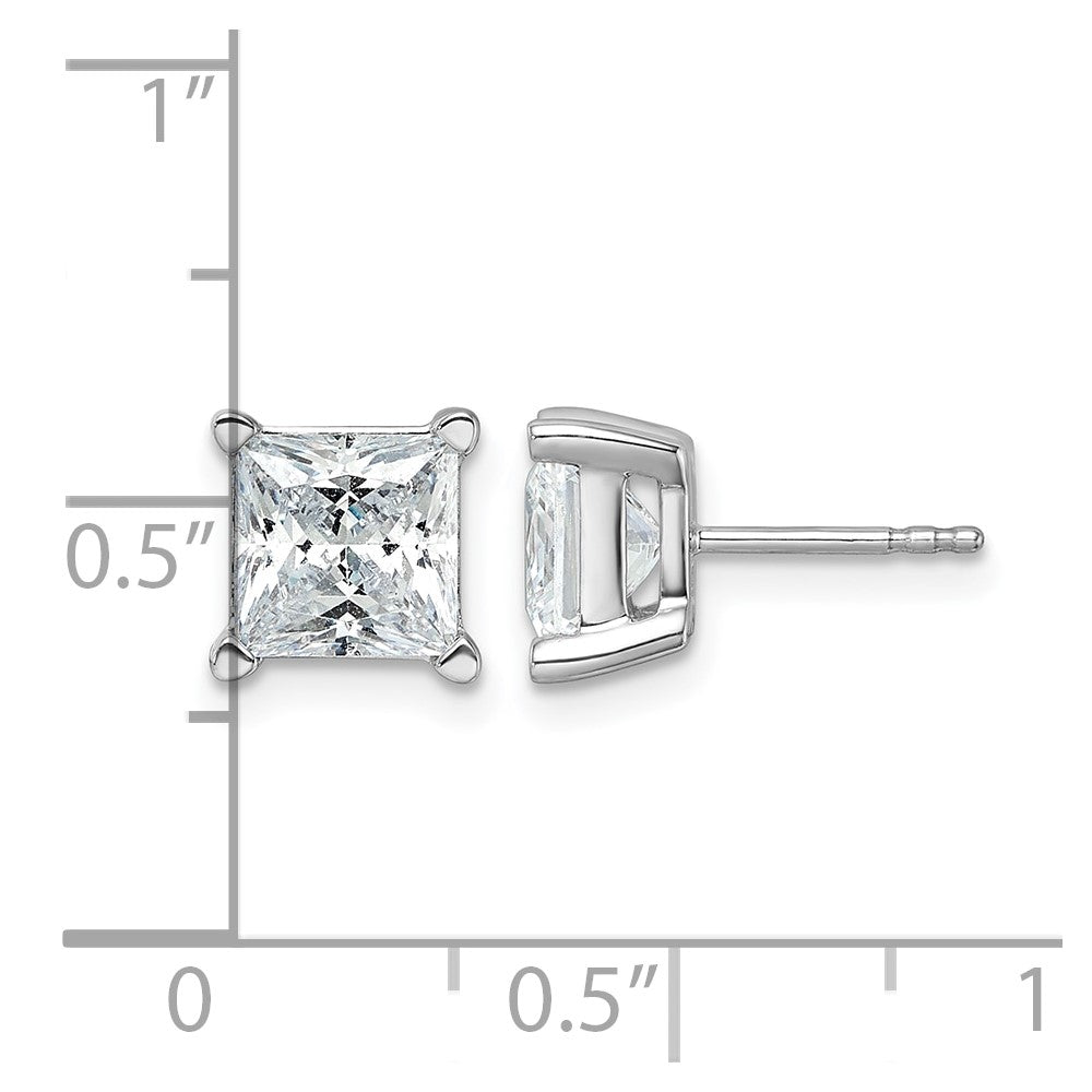 14kw 5ct Cert Lab Grown Dia VS/SI+ G+ Princess Comp 4 Prong Stud Earrings