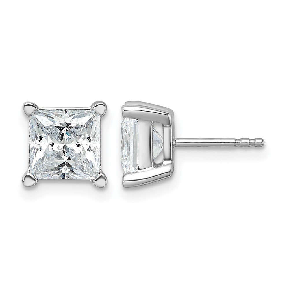 14kw 5ct Lab Grown Dia VS+ F+ Princess Comp 4 Prong Stud Earrings