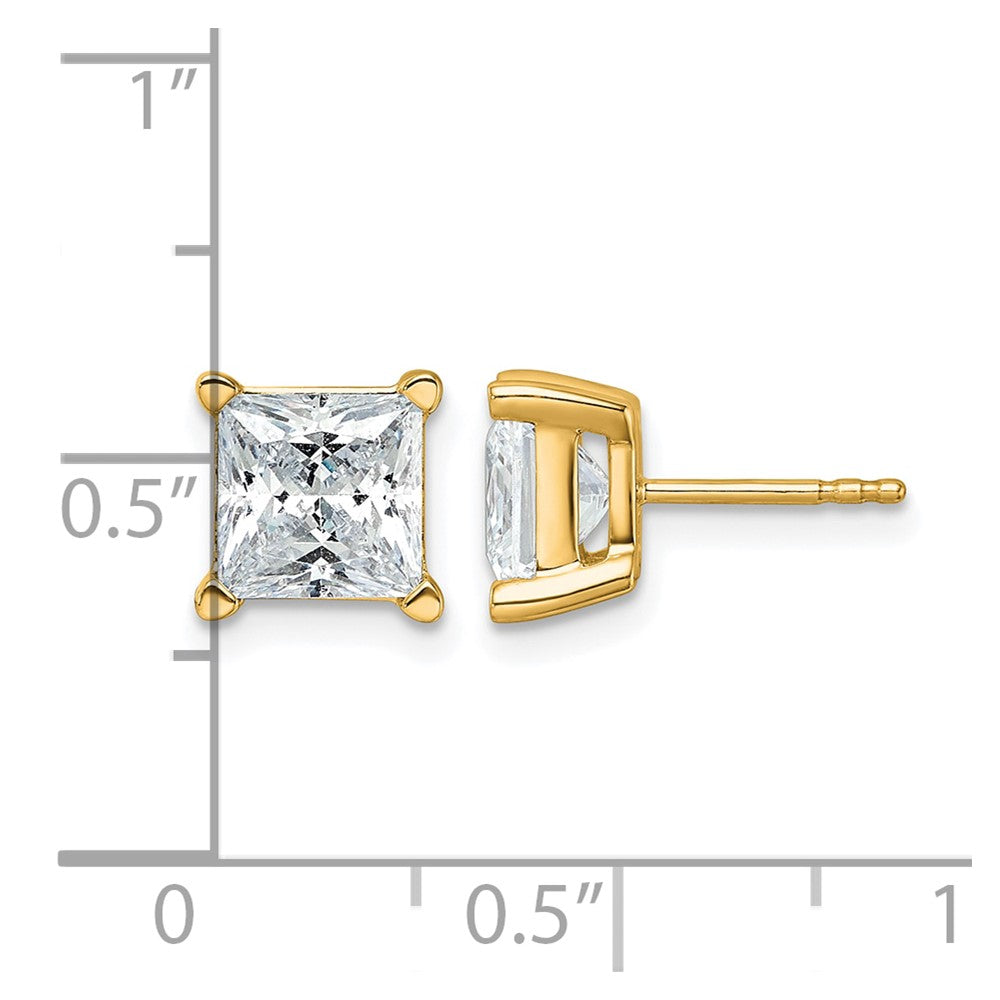 14ky 5ct Lab Grown Dia VS/SI+ G+ Princess Comp 4 Prong Stud Earrings