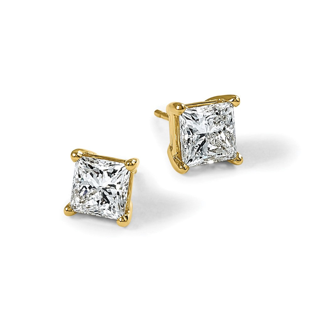 14ky 5ct Cert Lab Grown Dia VS+ F+ Princess Comp 4 Prong Stud Earrings