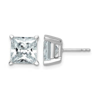 14kw 6ct Cert Lab Grown Dia VS+ F+ Princess Comp 4 Prong Stud Earrings