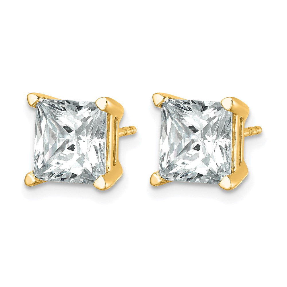 14ky 6ct Cert Lab Grown Dia VS+ F+ Princess Comp 4 Prong Stud Earrings