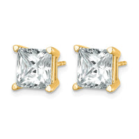 14ky 6ct Cert Lab Grown Dia VS+ F+ Princess Comp 4 Prong Stud Earrings