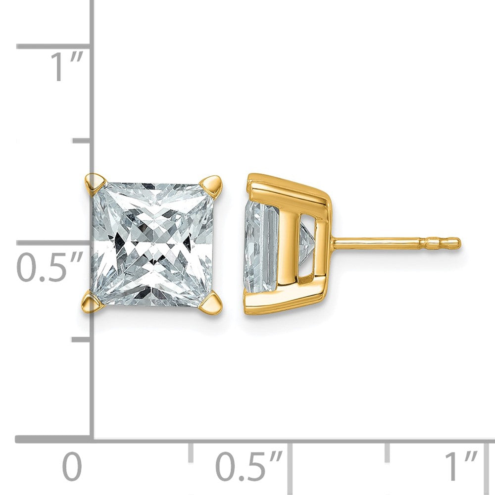 14ky 6ct Lab Grown Dia VS/SI+ G+ Princess Comp 4 Prong Stud Earrings