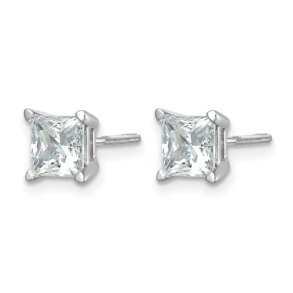 14kw Princess 4-Prong 2.00ct. Screw Back Post Earring Mountings w/ Backs