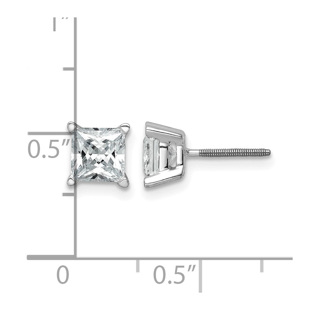 14kw Princess 4-Prong 2.00ct. Screw Back Post Earring Mountings w/ Backs