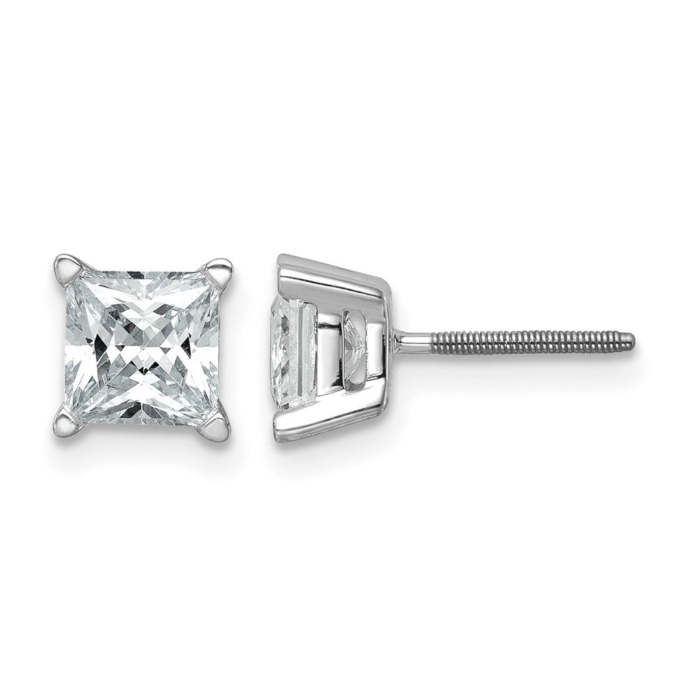 14kw Princess 4-Prong 1.50ct. Screw Back Post Earring Mountings