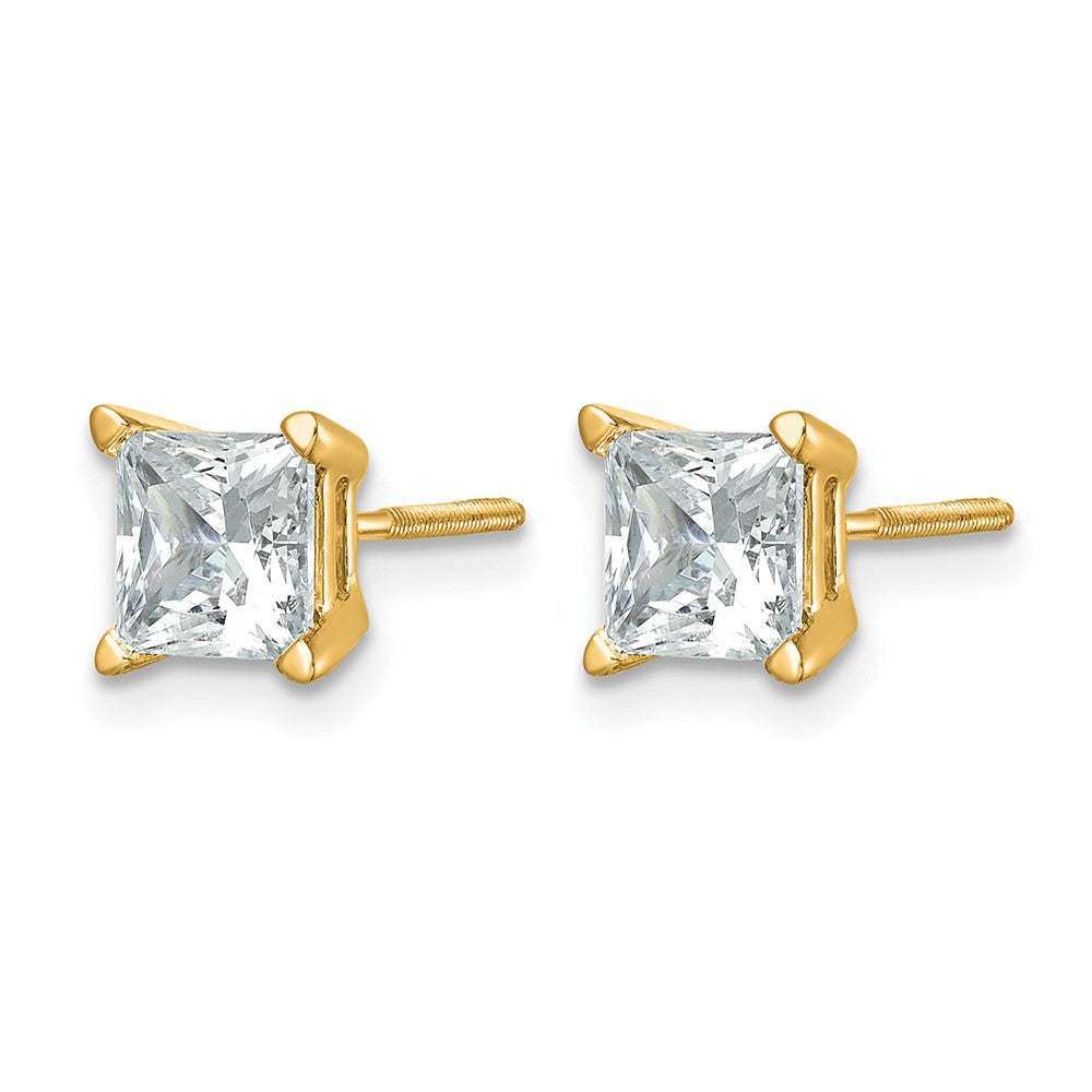 14ky 2ct Cert Lab Grown Dia VS+ F+ Princess Comp Scrwbck Stud Earrings