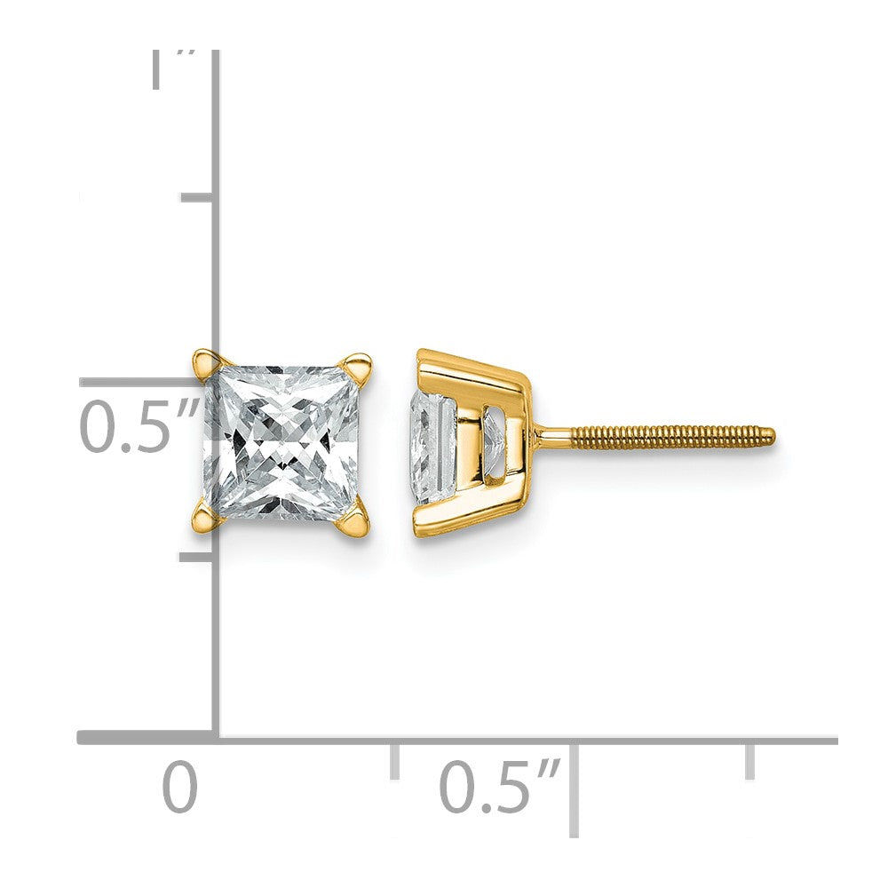 14ky 2ct Cert Lab Grown Dia VS+ F+ Princess Comp Scrwbck Stud Earrings