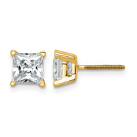 14ky Princess 4-Prong 1.50ct. Screw Back Post Earring Mountings