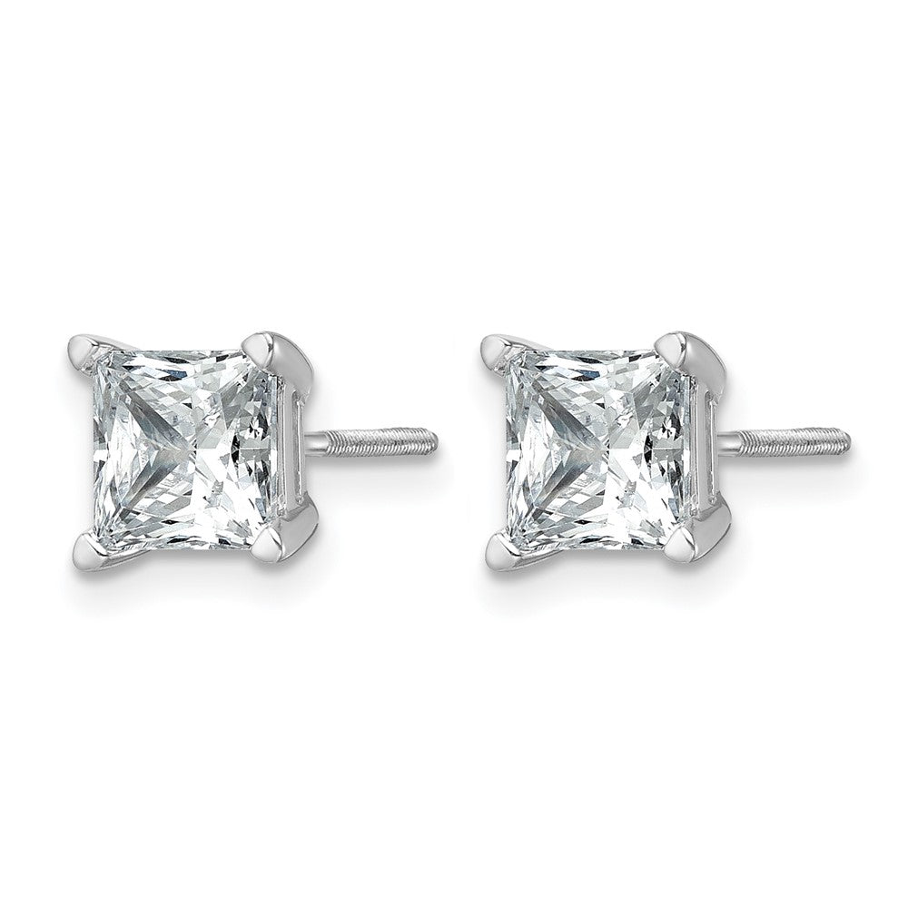 14kw 3ct Cert Lab Grown Dia VS+ F+ Princess Comp Scrwbck Stud Earrings