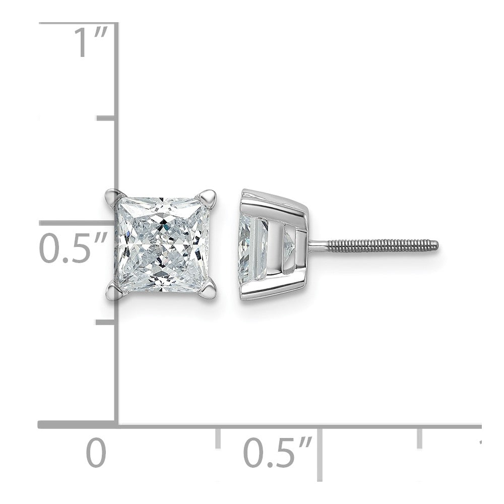 14kw Princess 4-Prong 3.00ct. Screw Back Post Earring Mountings