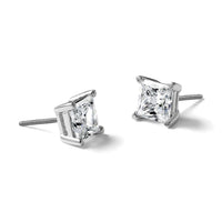 14kw Princess 4-Prong 3.00ct. Screw Back Post Earring Mountings