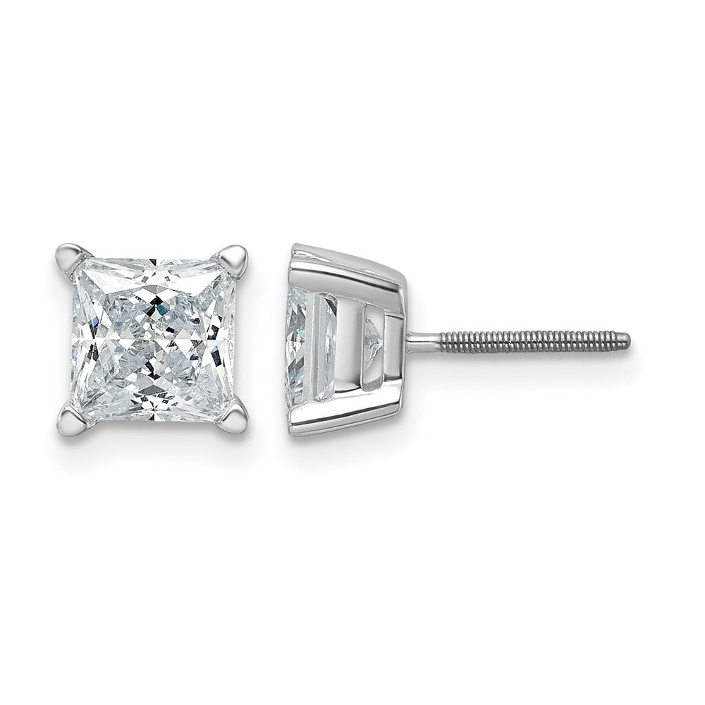 14kw Princess 4-Prong 3.00ct. Screw Back Post Earring Mountings