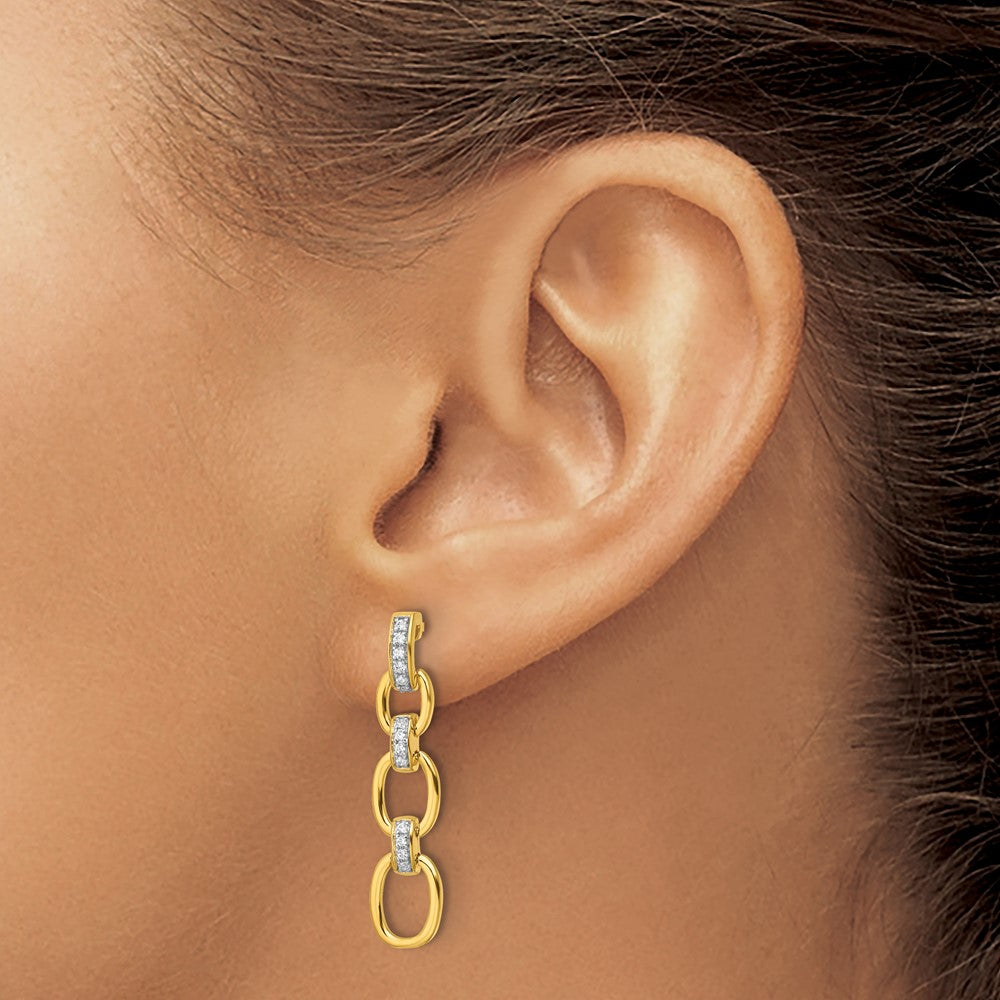 14k 1/6ct Lab Grown Dia VS/SI+ G+ Comp Fashion Dangle Link Post Earrings