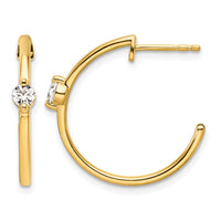 14k 1/4ct Lab Grown Diamond VS/SI+ G+ Comp C-Hoop Post Earrings