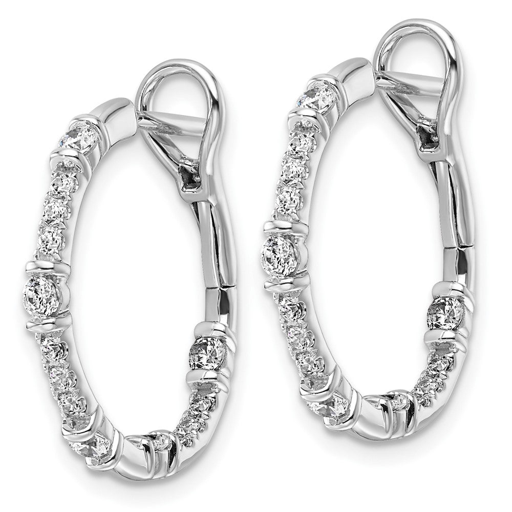 14k White Gold 3/4 ct Lab Grown Diamond VS/SI+ G+ In and Out Hoop Earrings