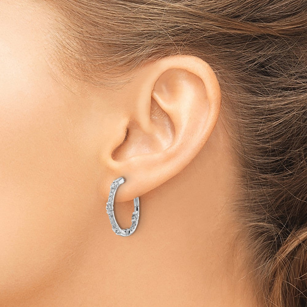14k White Gold 3/4 ct Lab Grown Diamond VS/SI+ G+ In and Out Hoop Earrings
