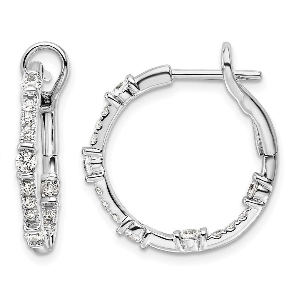14k White Gold 3/4 ct Lab Grown Diamond VS/SI+ G+ In and Out Hoop Earrings
