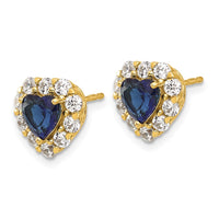 14k 1 1/3 ct Lab Grown Dia VS/SI+ G+ & Cr. Sapphire Halo Heart Post Earring