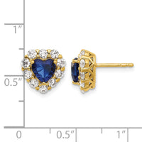 14k 1 1/3 ct Lab Grown Dia VS/SI+ G+ & Cr. Sapphire Halo Heart Post Earring