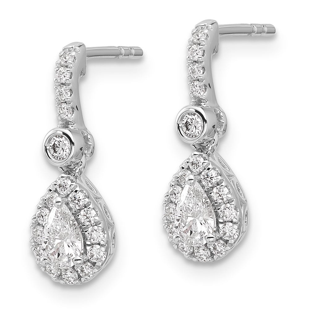14kw 5/8ct Lab Grown Diamond VS+ F+ Comp Pear Dangle Post Earrings