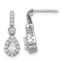 14kw 5/8ct Lab Grown Diamond VS+ F+ Comp Pear Dangle Post Earrings